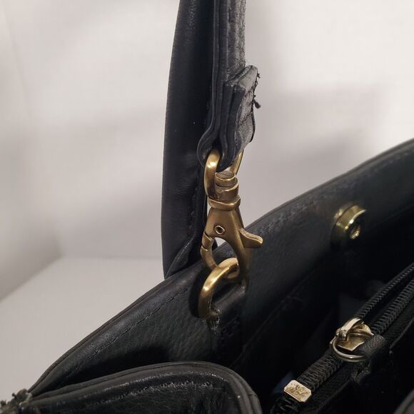 Vintage Fossil Black Genuine Leather Handbag Tote with Authenticity Card‎ #75082 - Picture 11 of 16